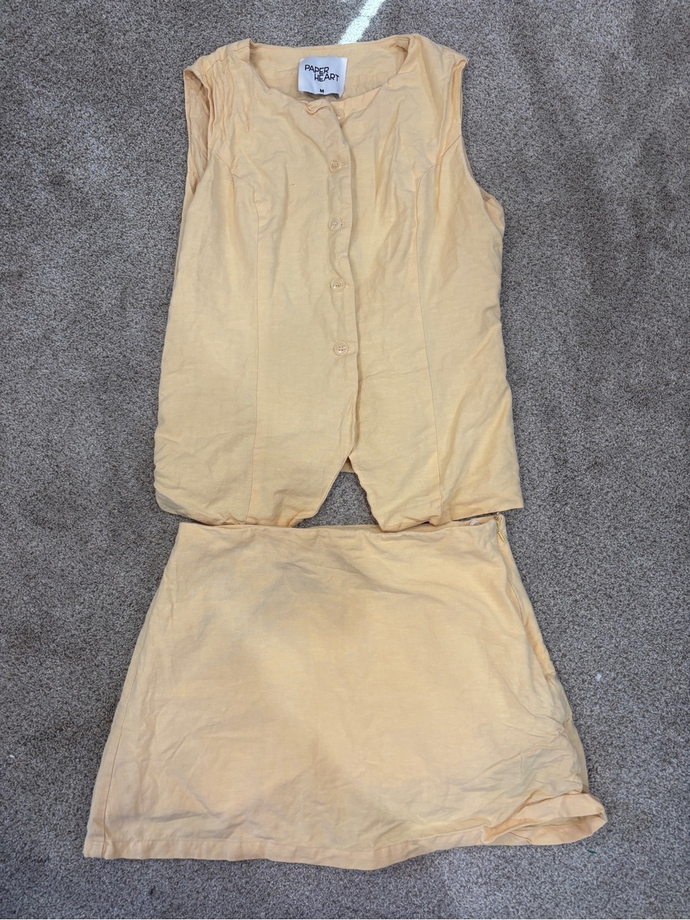 Paper Heart Linen Blend Vest and Skort Set Light Yellow Medium Linen Set